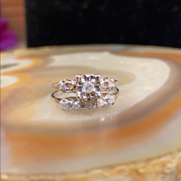 Do not share! Relisted  10k WG 8 Diamond wedding ring set 6.75 - Picture 2 of 8